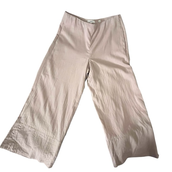 Vince Cropped Wide Leg Linen Blend Pant — Rose Pearl Size 6 - Picture 9 of 15